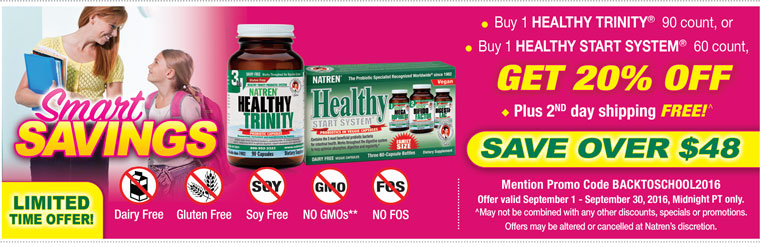 Buy Healthy Trinity or Healthy Start System at 20% Off.  Save ove $48.00